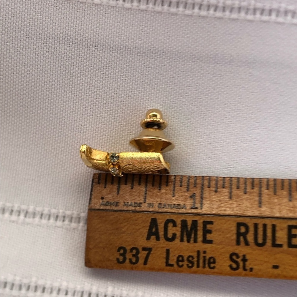 Vtg Rhinestone Cowboy Boot Shaped Pin - Picture 4 of 6